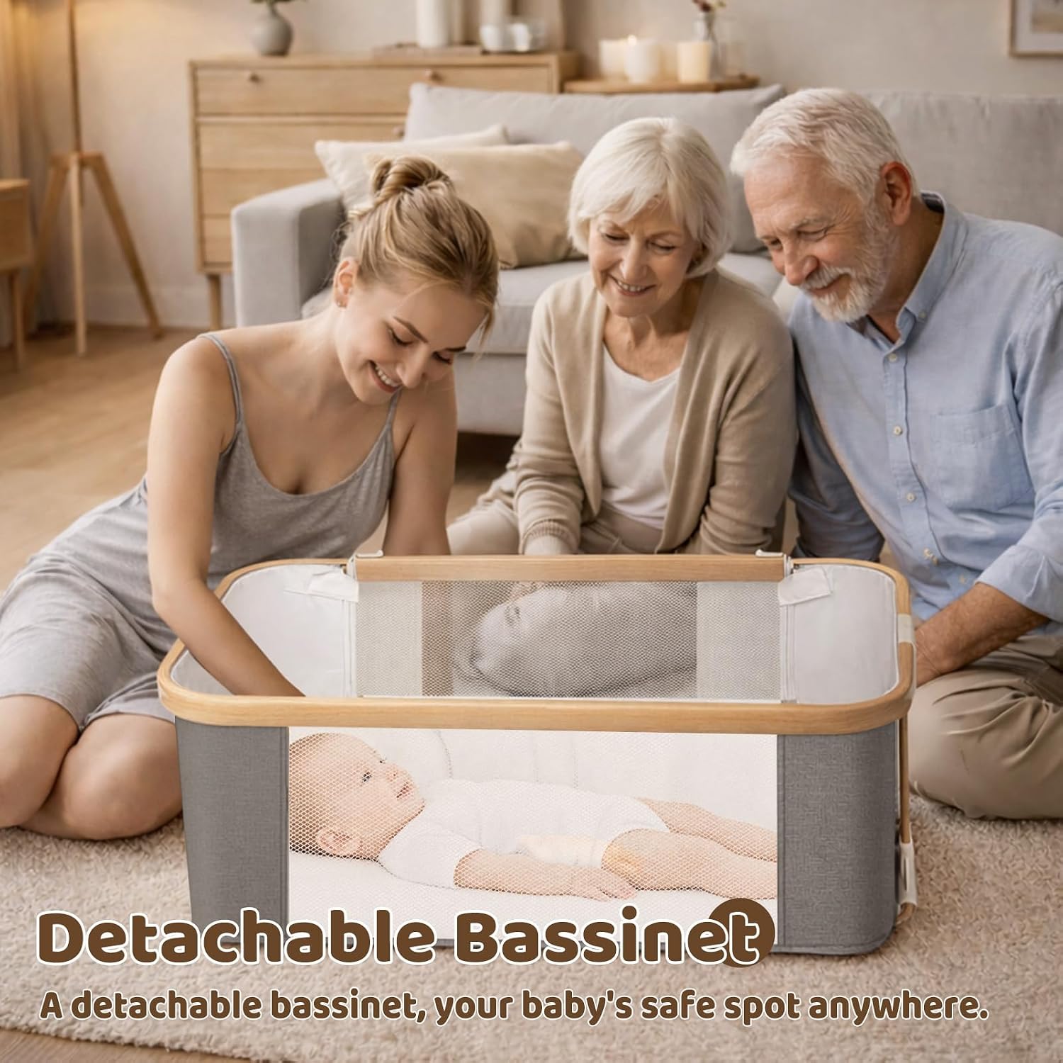 Thumbnail 2 de Mariserenity QMW-001 Baby Bassinet with 8-Level Height Adjustment and Mesh