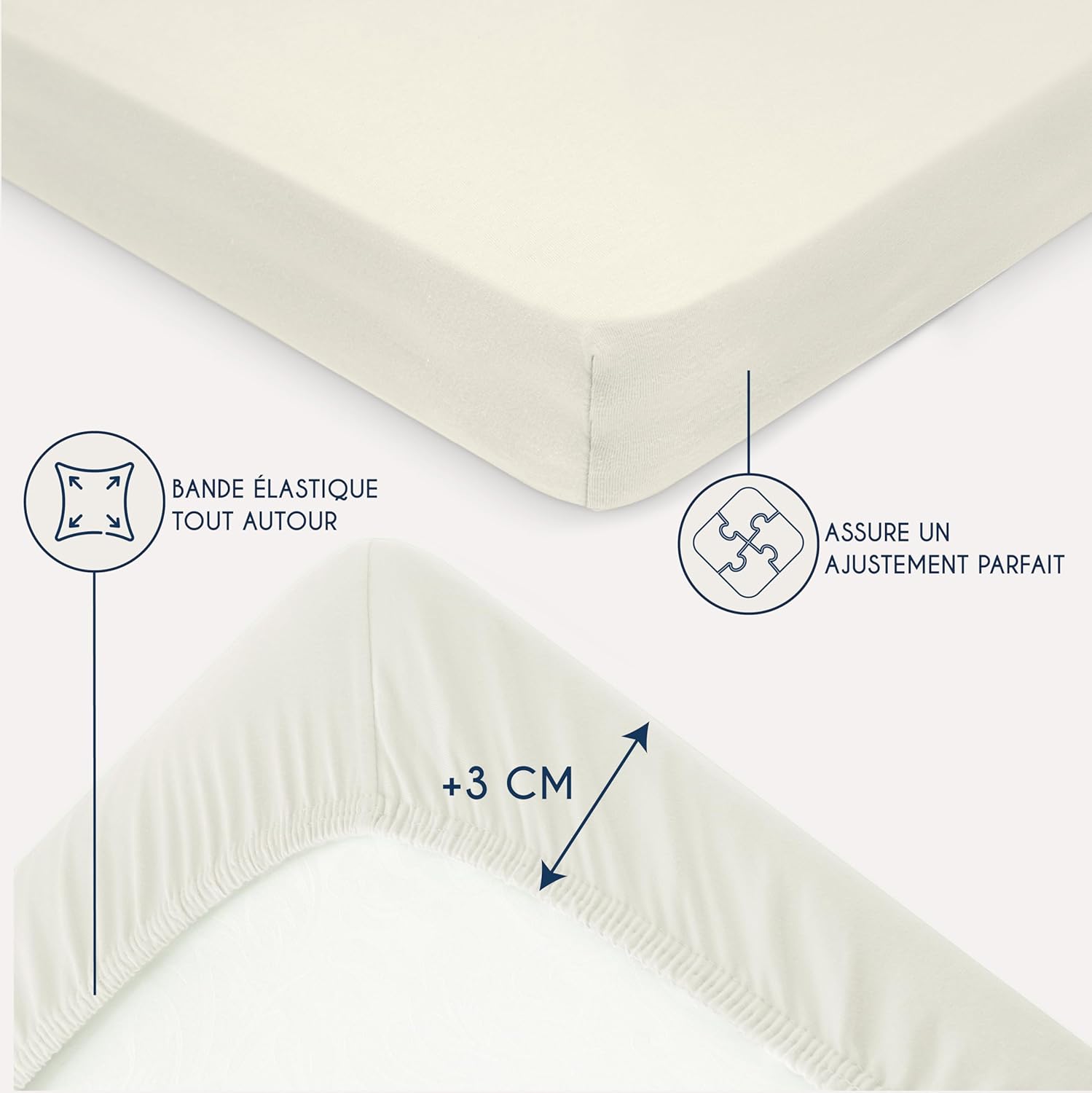 Thumbnail 3 de Dreamzie Drap Housse 180x200 Beige – 100% Jersey Coton certifié OEKO-TEX