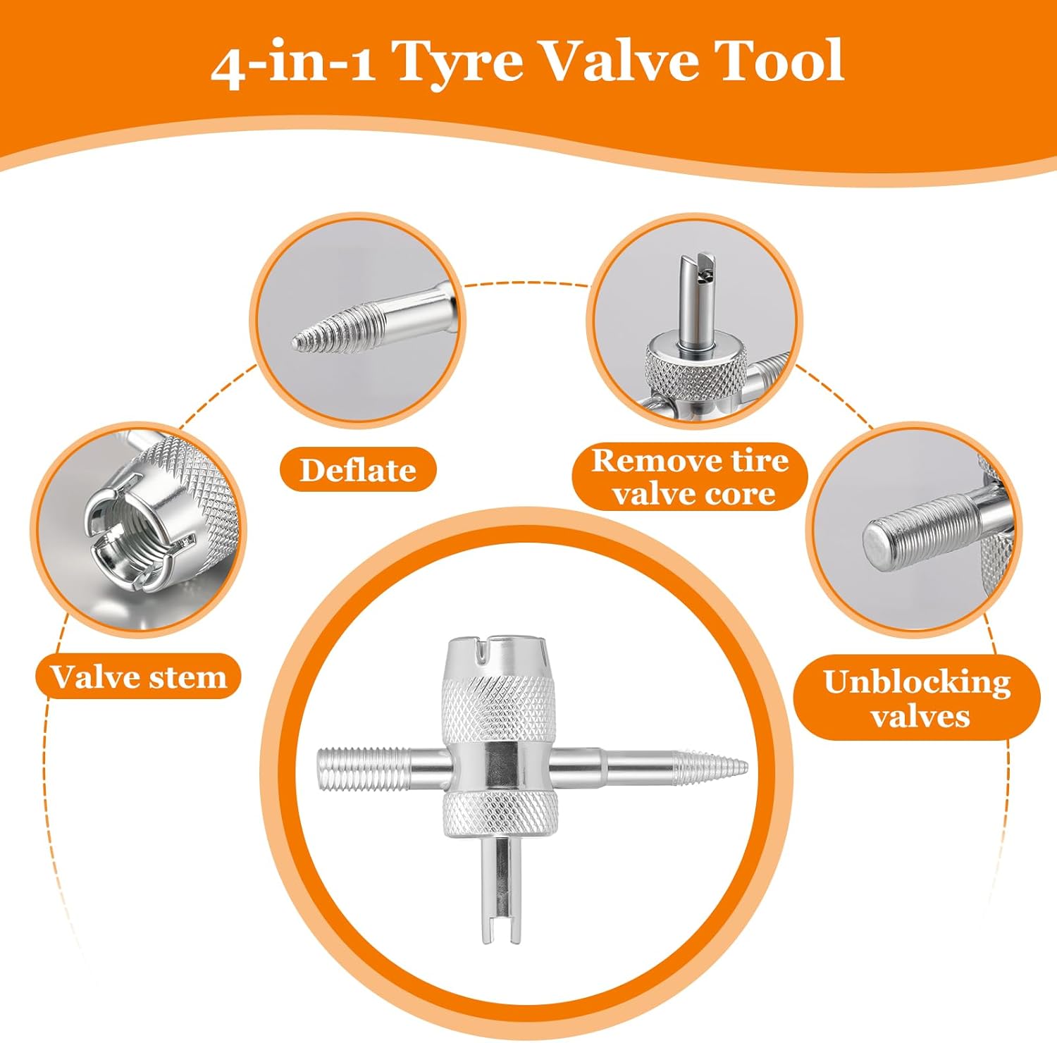 Detalle de Coptiner 44 Pcs Tyre Repair Kit with Valve Core Tools and Caps – Complete Valve Maintenance Set