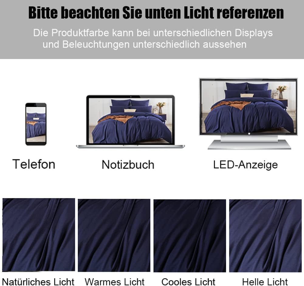 Thumbnail 6 de Soifox Bettwäsche-Set 140x200 Blau (Mikrofaser, bügelfrei & knitterfrei) mit Kissenbezug 80x80