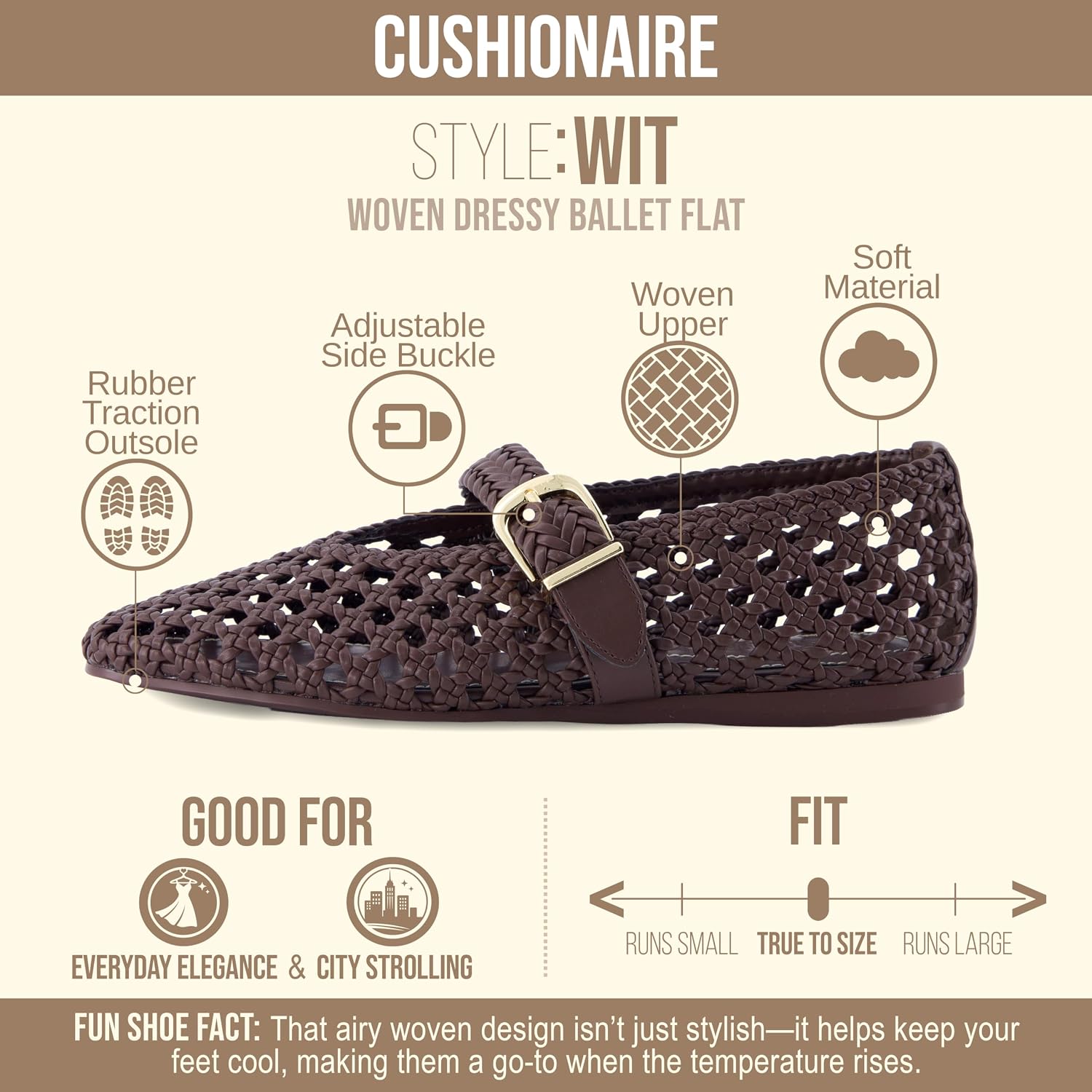 Detalle 2 de CUSHIONAIRE Mary Jane Flats with Memory Foam