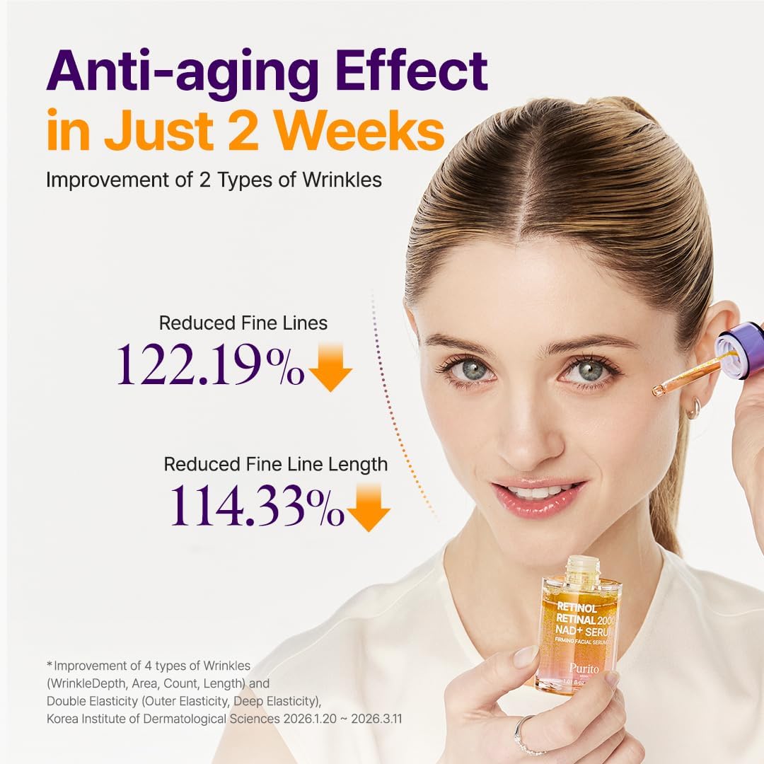 Detalle de PURITO Retinol + Retinal Serum with NAD: siero notturno a doppia azione per pelle più liscia e soda