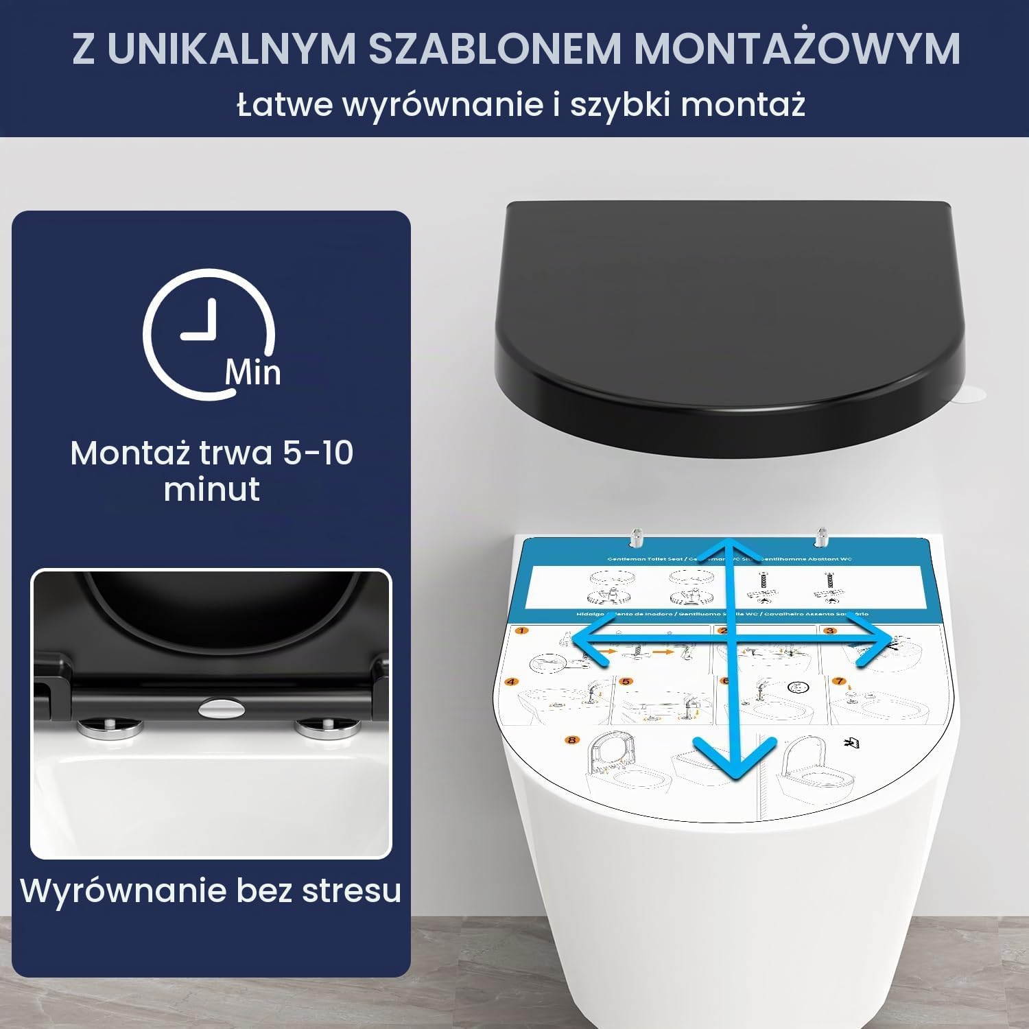 Detalle 2 de YEAUPE PRO deska sedesowa D, czarna, wolnoopadająca, z szybkim wypinaniem