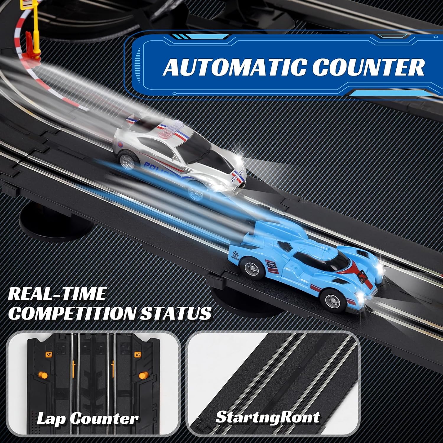 Thumbnail 5 de Slot Car Race Track Set 20ft with 4 Cars