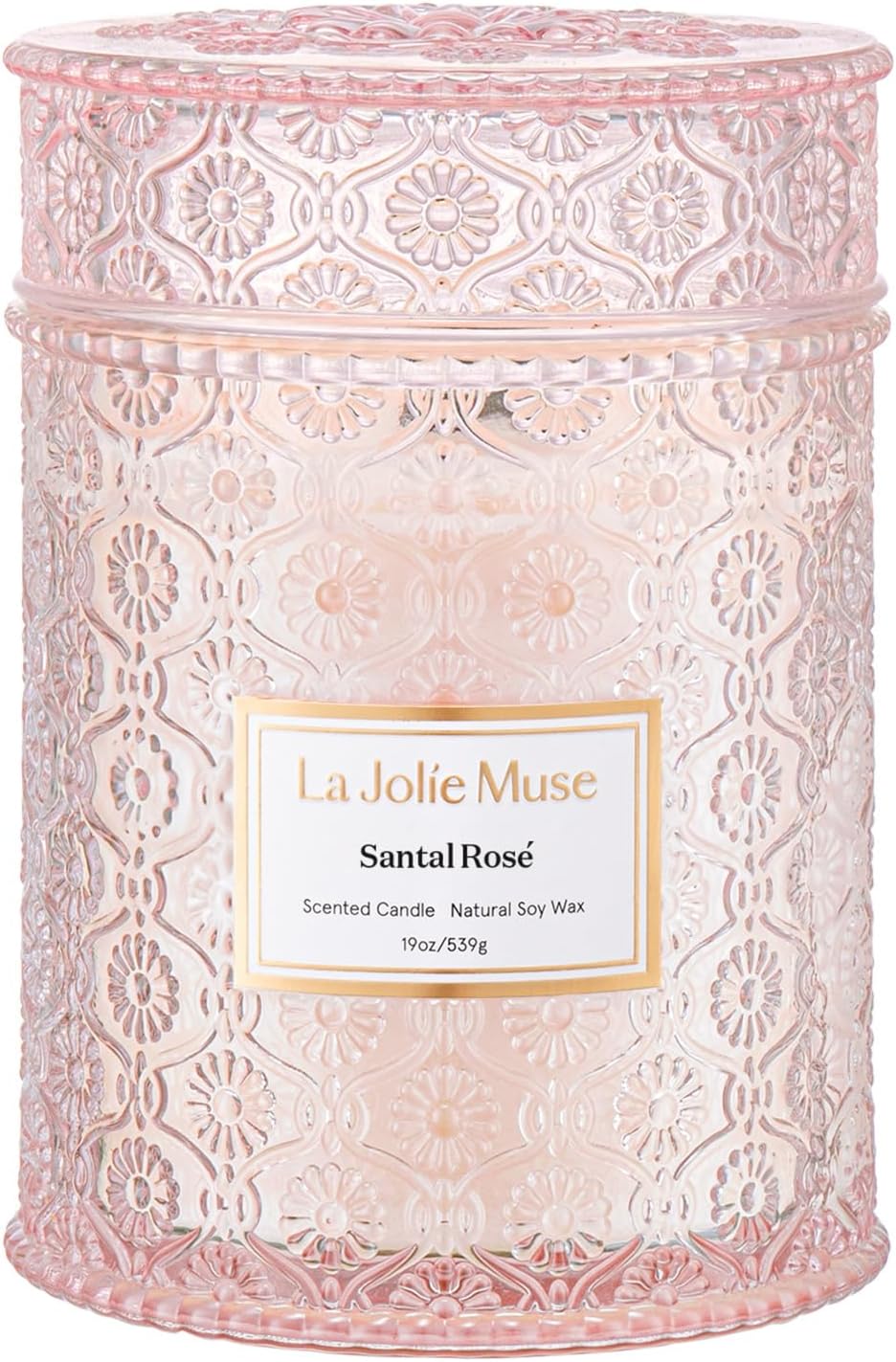 Detalle de LA JOLIE MUSE Rose Noir & Oud Scented Candle – 19 oz Large Wooden Wick, Soy Wax, 90 Hours