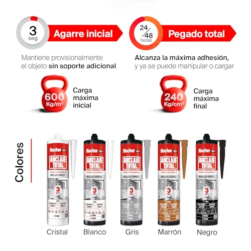 Detalle de fischer - Anclaje Total | Adhesivo de montaje rápido en 3 segundos, 290 ml