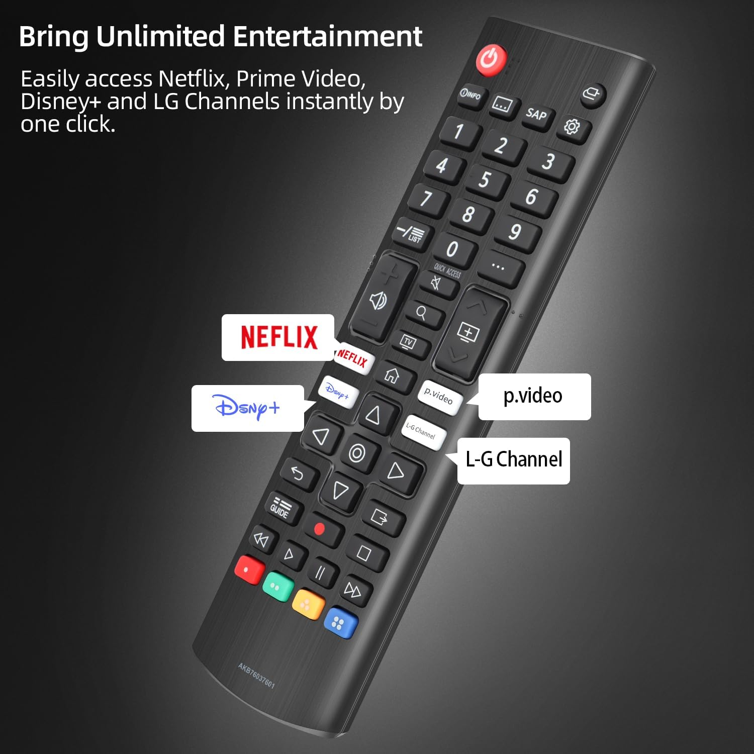 Detalle de LG TV Universal Replacement Remote (AKB76037601) – Ready to Use Out of the Box