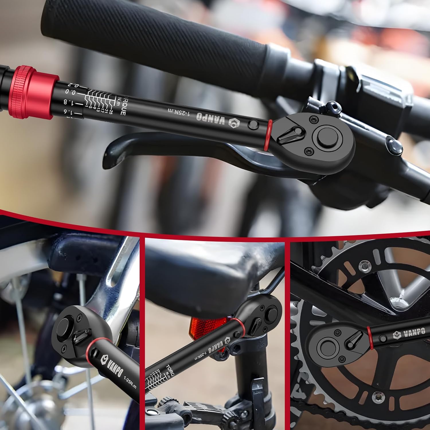 Thumbnail 6 de VANPO 1/4 Zoll Drehmomentschlüssel-Set 1–25 Nm (3-teilig) für Fahrrad & Motorrad