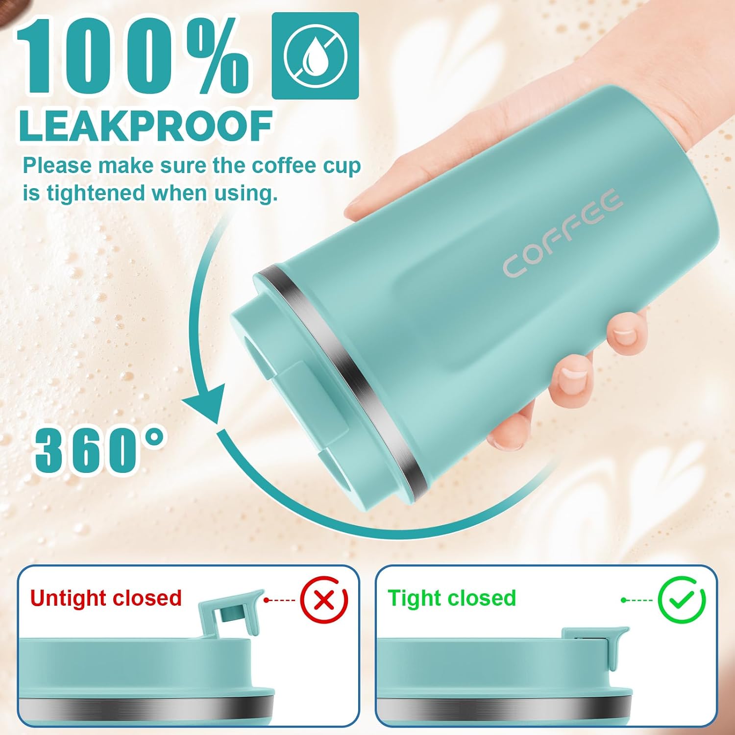 Detalle de 12 oz CS COSDDI Stainless Steel Vacuum Insulated Tumbler — Spill-Proof Travel Mug with Silicone Lid