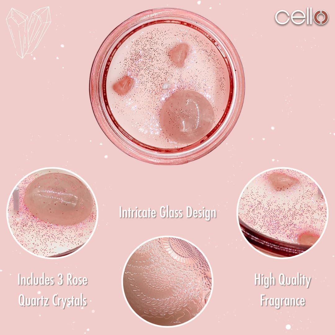 Thumbnail 4 de Cello Rose Quartz Scented Candle with Spinner (crystal carousel & rotary holder) for women