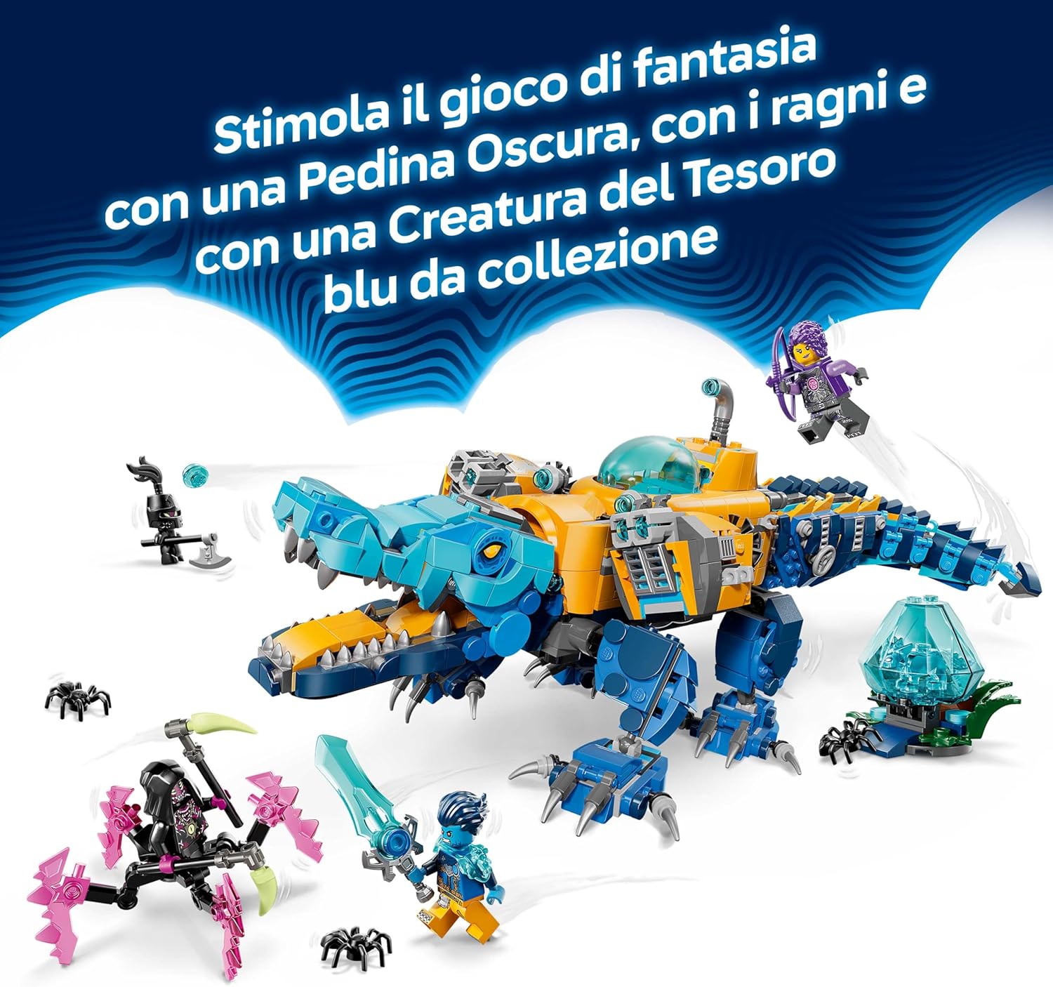 Thumbnail 6 de LEGO DREAMZzz 2 in 1 Sottomarino Coccodrillo 71512 – 3 Minifigure, 2 Ragni e Creatura del Tesoro Blu