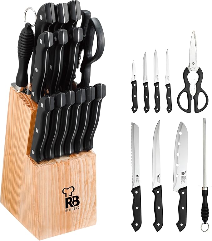 Detalle de Renberg Tenessy 🗡️ Set de Cuchillos de Cocina 15 Piezas
