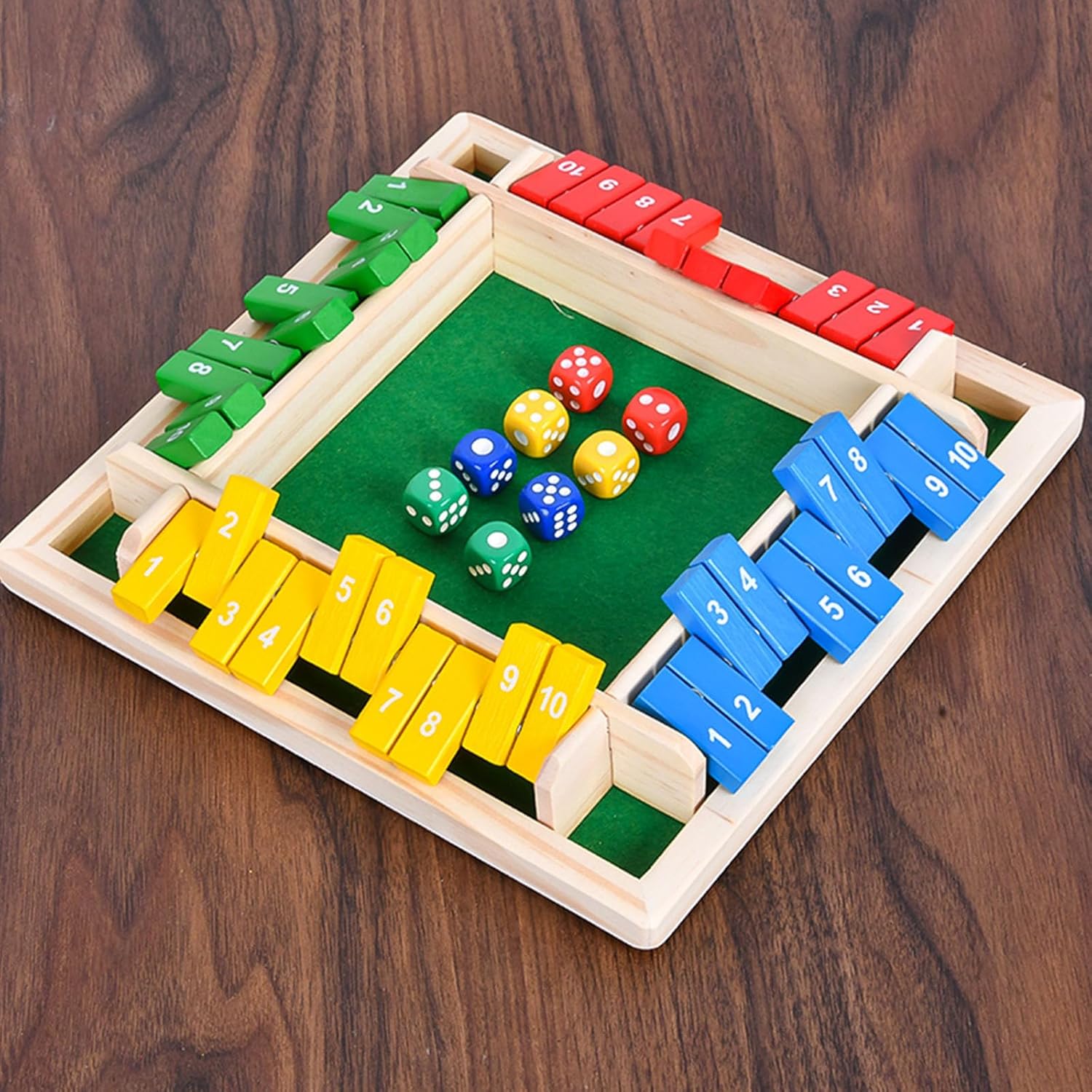 Thumbnail 5 de EACHHAHA Shut The Box 4 Joueurs — Jeu de société en bois coloré pour toute la famille
