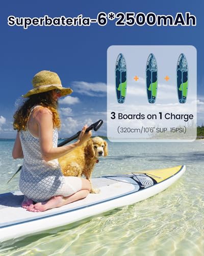 Detalle de BESCOST 20PSI: Bomba Eléctrica Inflador Paddle Surf Recargable para SUP, Kayak y más