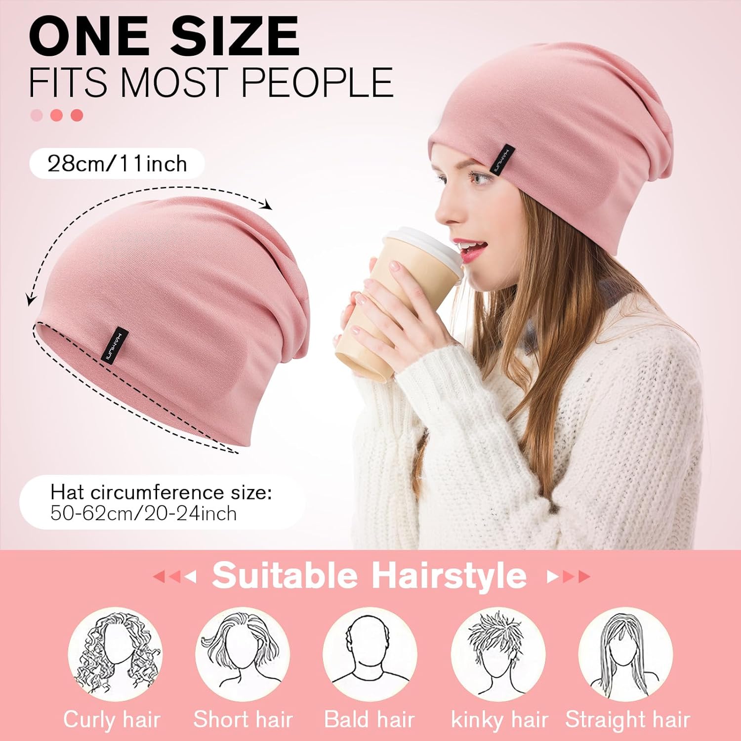 Thumbnail 4 de HAMUNI Slouchy Beanie Mütze 92% Baumwolle