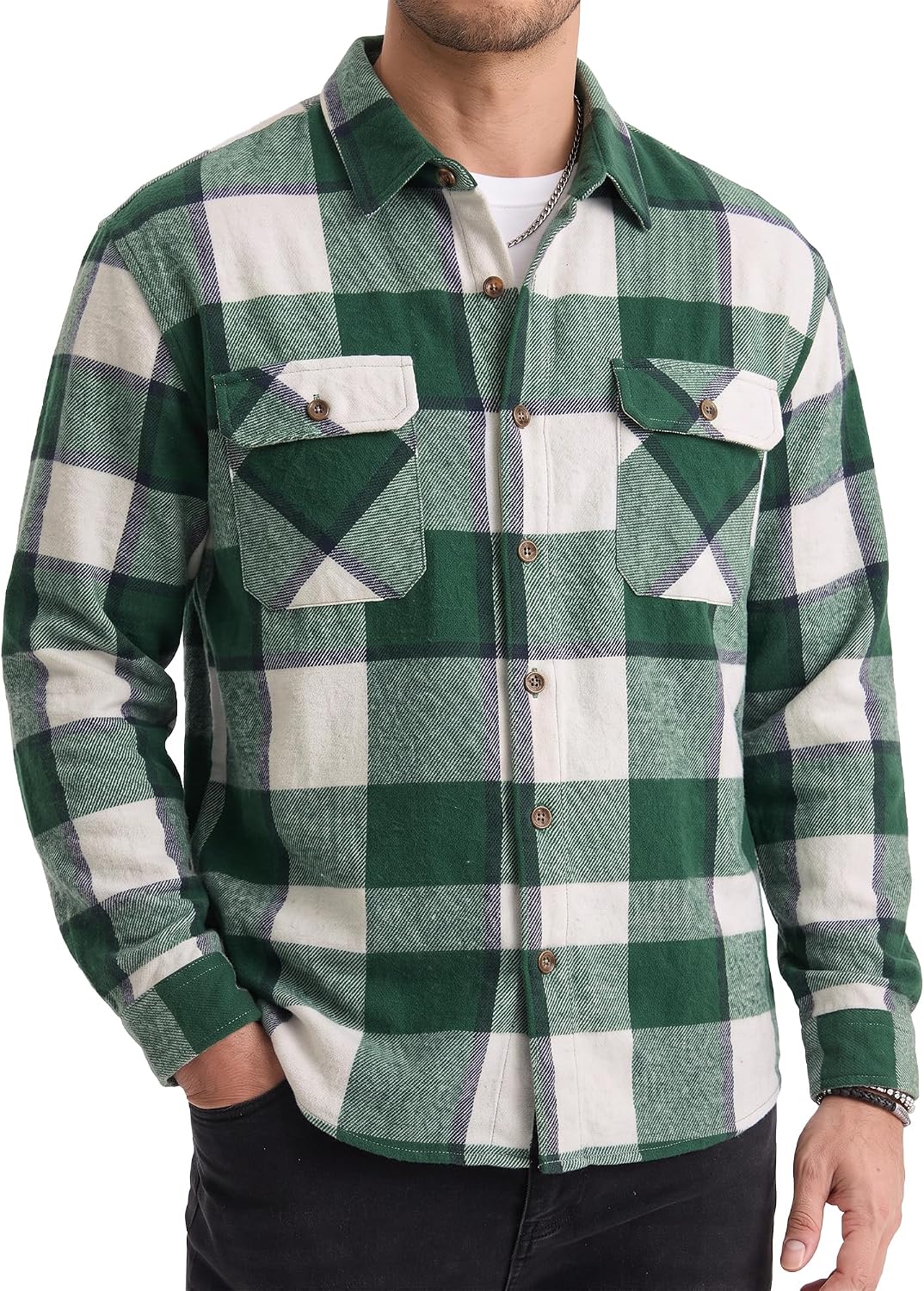Detalle 2 de Comdecevis Men's Flannel Shirt Jacket, Cotton