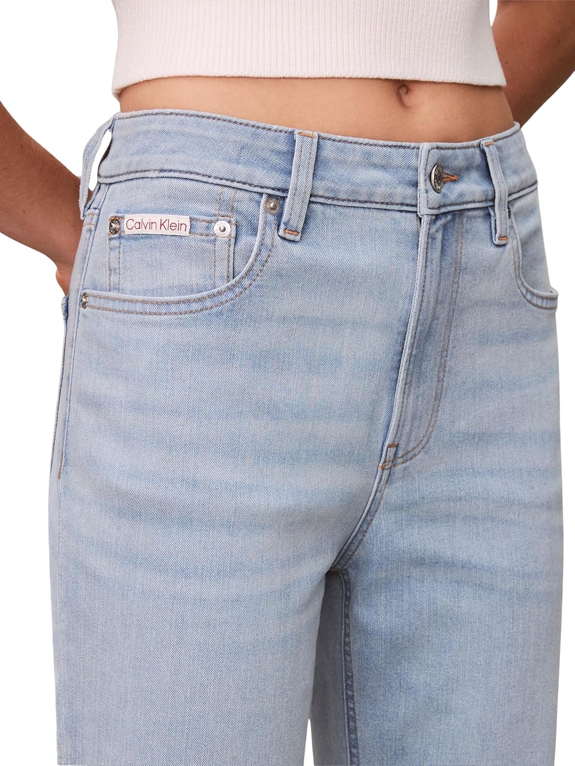 Detalle de Calvin Klein EU High Rise Straight Blue Rain – Jeans Donna