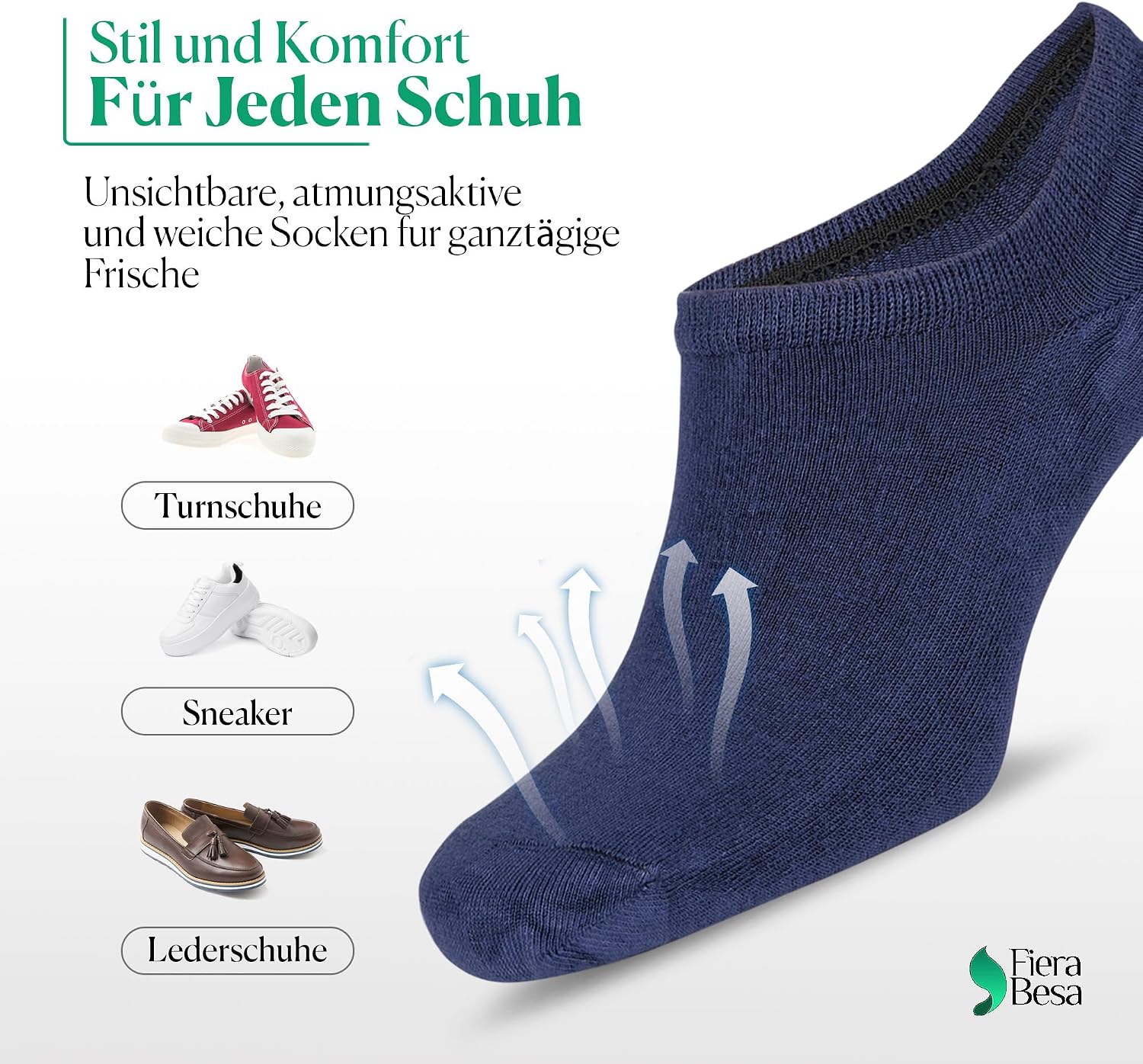 Thumbnail 2 de Fiera Besa onzichtbare bamboesokken uniseks, 5 paar voor sneakers