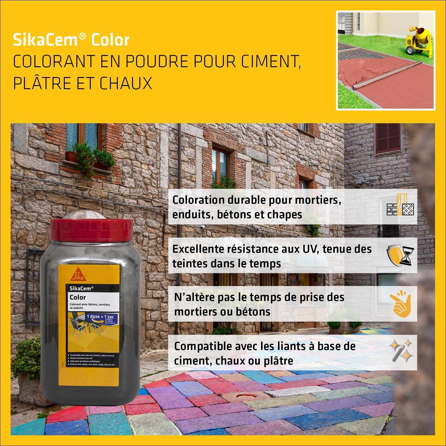 Detalle de SIKA Colorant en poudre Noir pour ciment, chaux et plâtre - 700 g