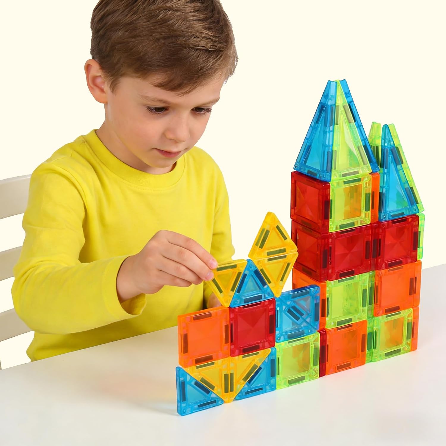 Detalle 2 de MEESHEEP 56PCS Mini Magnetic Tiles with Tin – Travel-Ready Educational Building Set