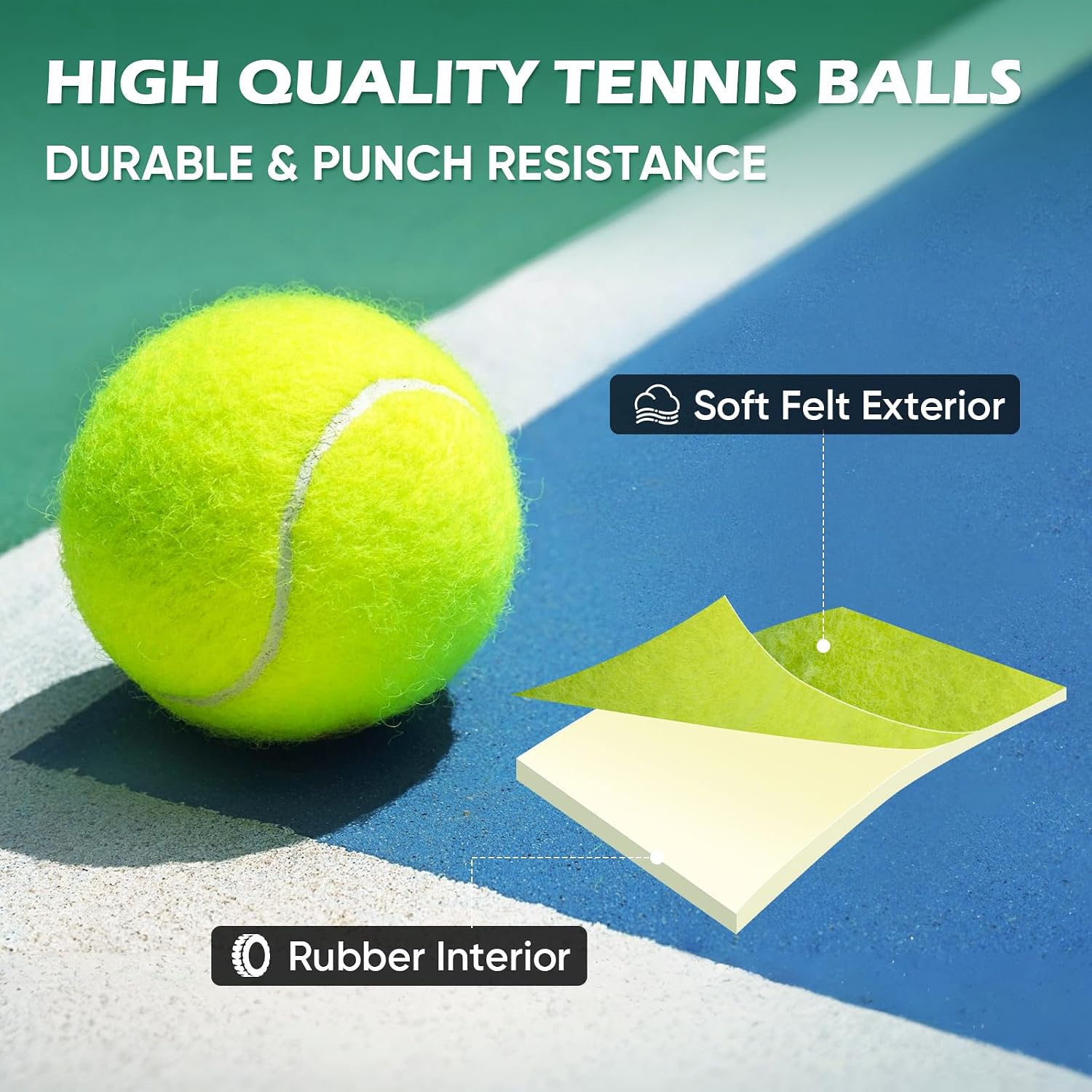 Thumbnail 6 de Treeroot 40-Pack Tennis Balls with Mesh Bag, High-Visibility Yellow