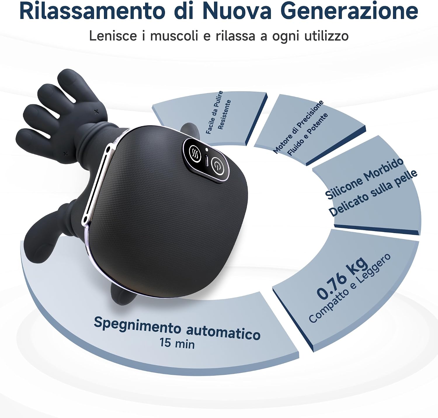 Detalle de CRECAD Massaggiatore Cervicale 4D Riscaldante – Massaggio a mani libere per collo, spalle e schiena