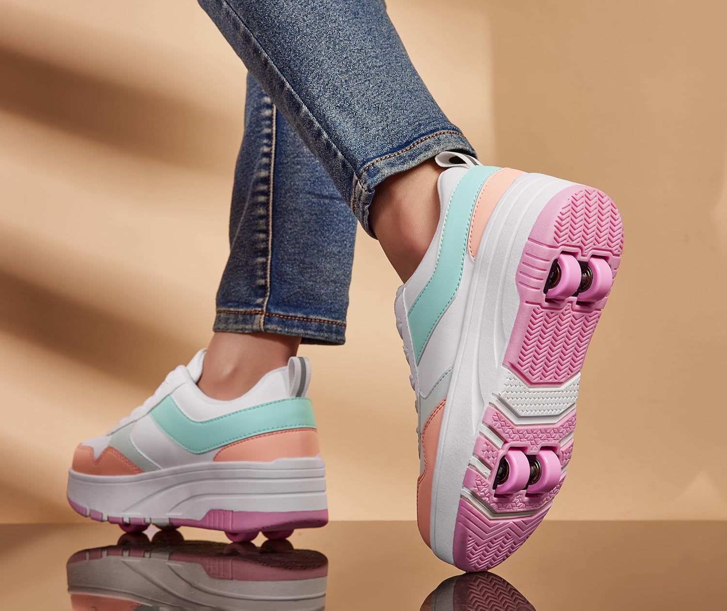 Detalle de ANEFUN Rollschuhe Schuhe für Kinder – 2- oder 4-Rad, abnehmbar, flexibel nutzbar