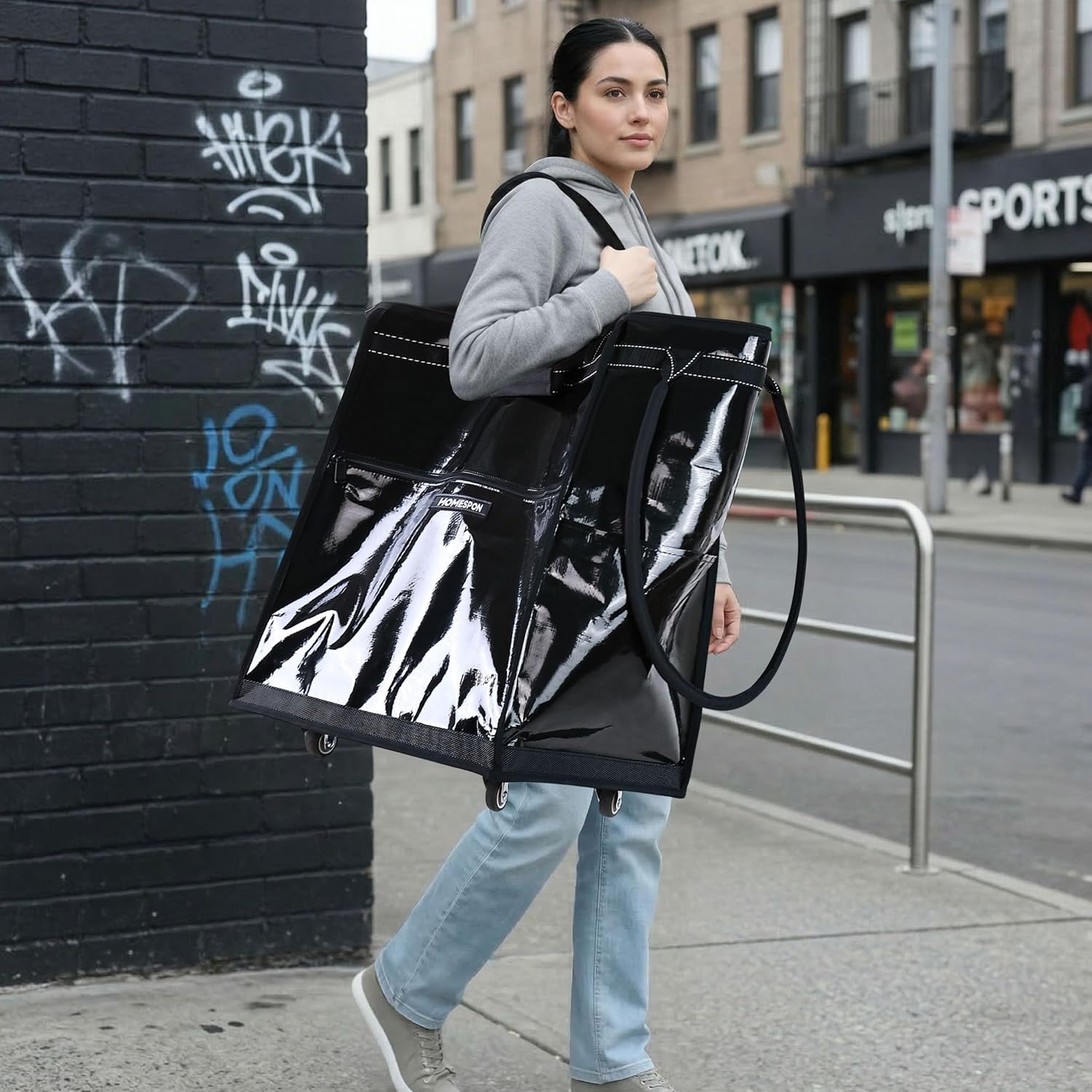 Thumbnail 6 de HOMESPON Foldable Shopping Trolley Bag on Wheels (Large 142L, 5-Handle)
