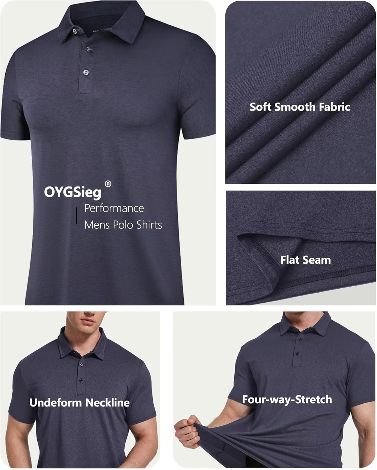 Thumbnail 1 de OYGSieg 6 Pack Mens Polo Shirts 95% Polyester