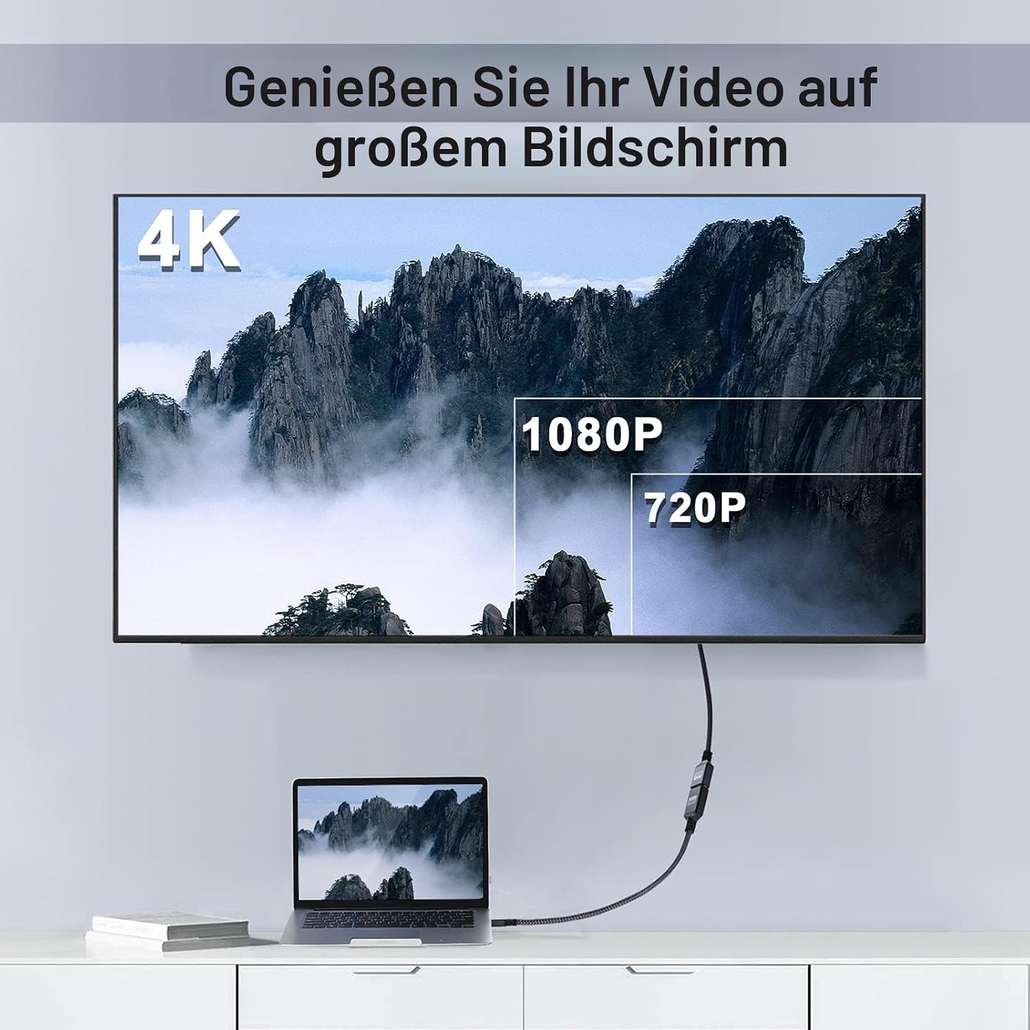 Detalle de Twozoh HDMI Verlängerungskabel 0,5 m – HDMI Stecker auf HDMI Buchse, 24K vergoldete Kontakte, 4K/3D kompatibel
