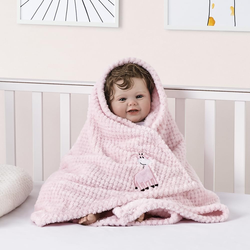 Thumbnail 4 de CREVENT 75cm x 100cm Cute Cozy Fluffy Warm Baby Blanket (Pink Baby Giraffe)