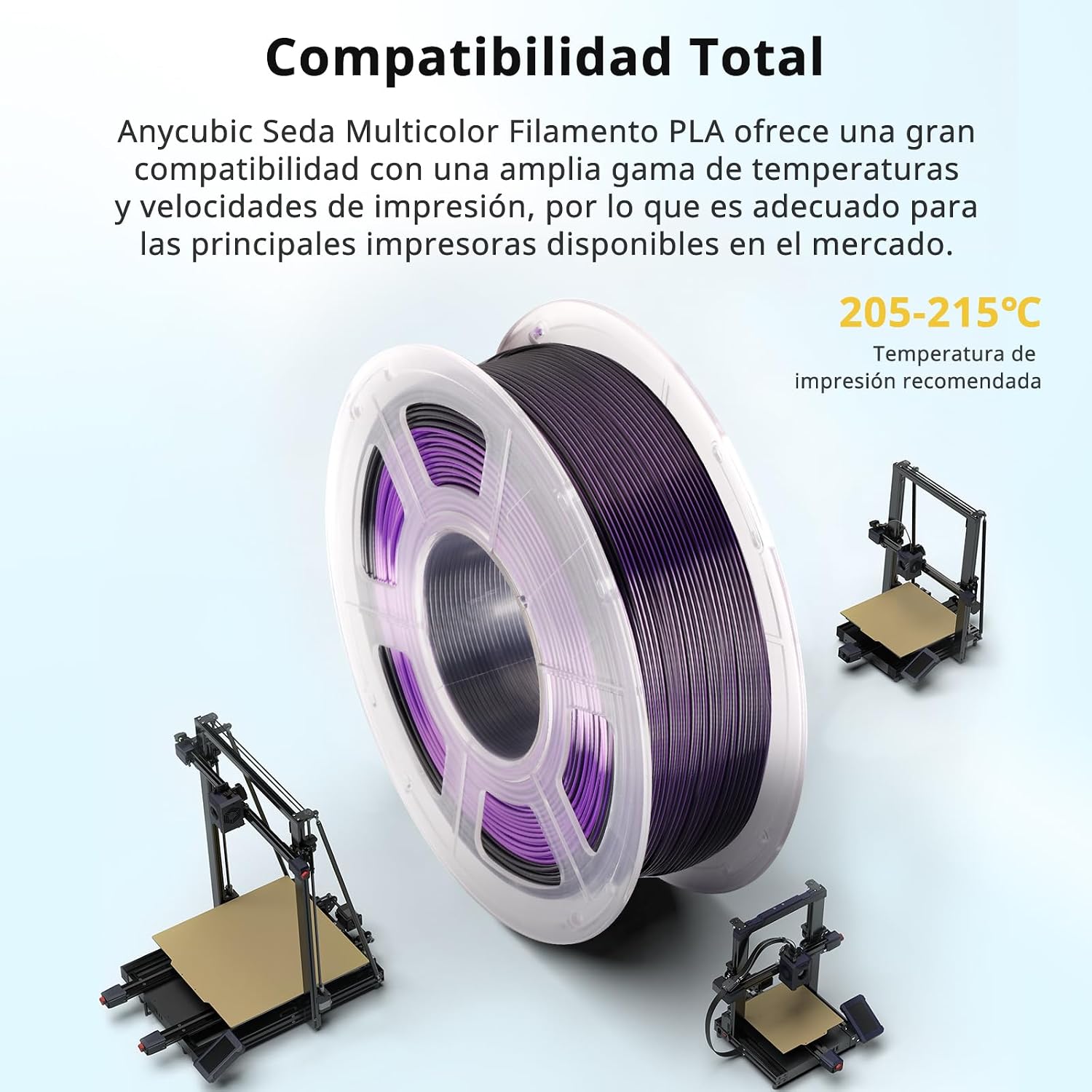 Thumbnail 1 de ANYCUBIC Filamento PLA Seda Doble-Color 🎨 1kg Negro-Morado