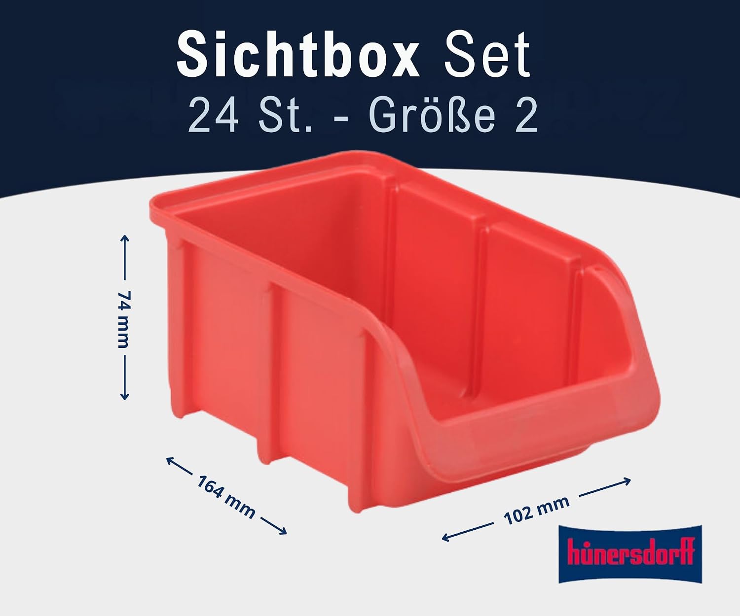 Detalle de Hünersdorff 24 scatole impilabili misura 2 in polipropilene (PP) rosso, contenitori resistenti per smistamento e dispensa