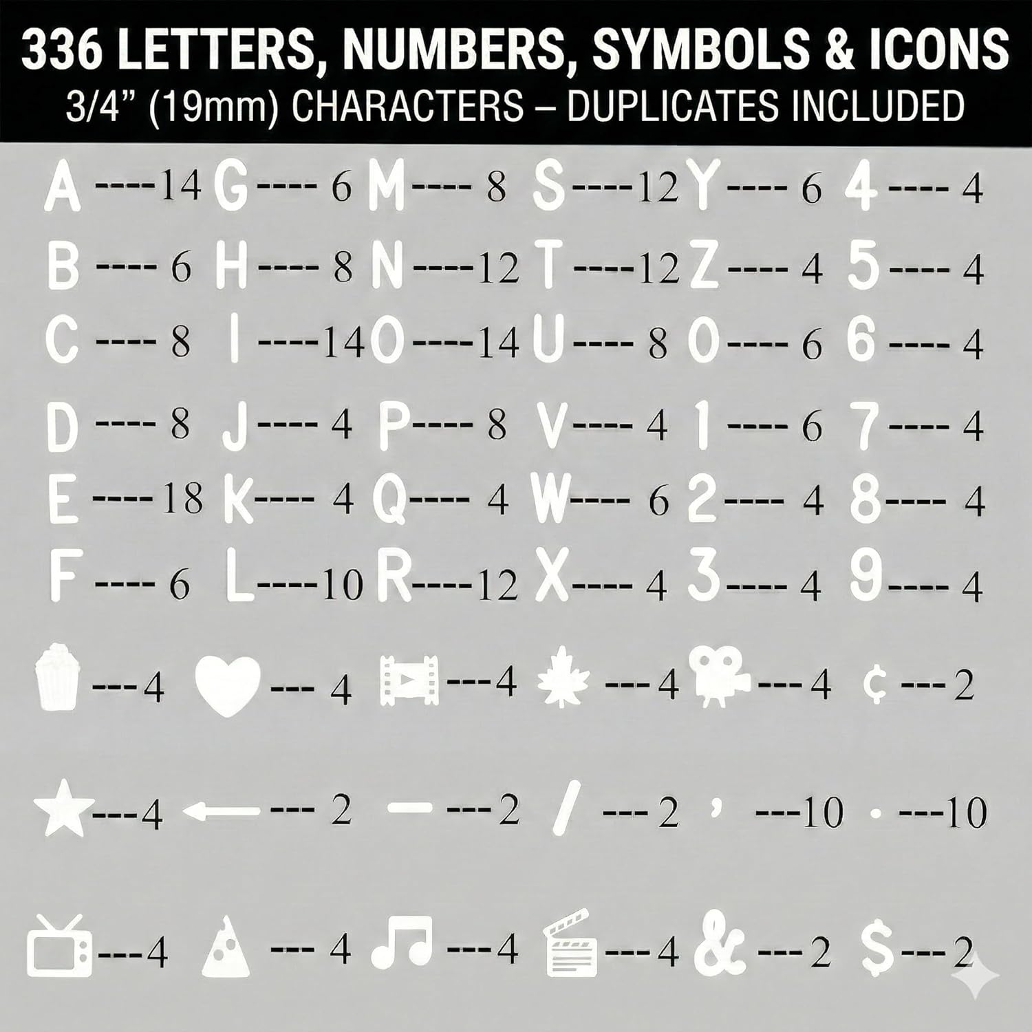 Thumbnail 6 de Changeable Felt Letter Board 25x25cm (White Felt) with 336 Letters, Symbols & Emojis