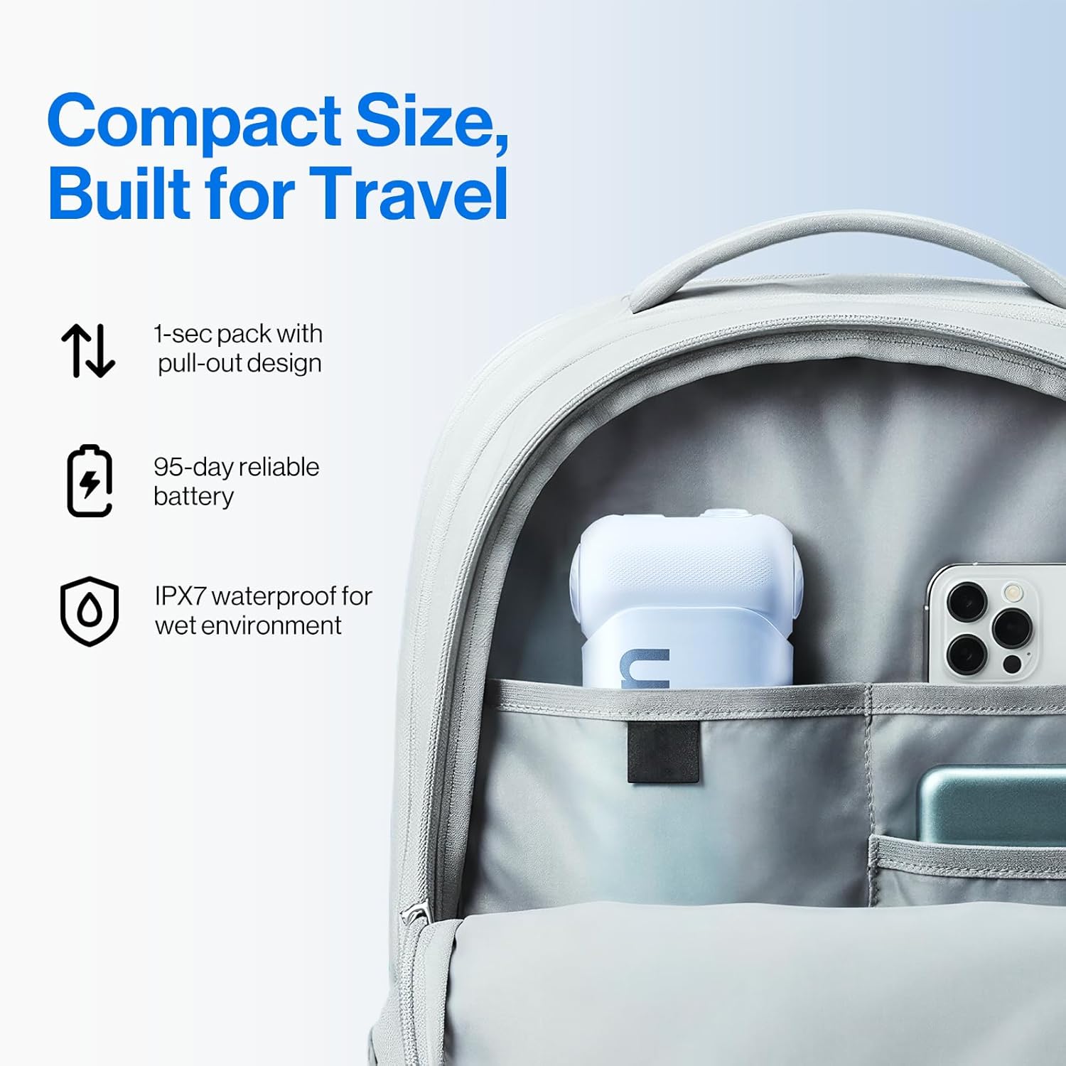 Thumbnail 3 de usmile C10 Cordless Portable Water Flosser (Blue) – IPX7, 95-Day Battery, 4 Modes, 180ml Tank