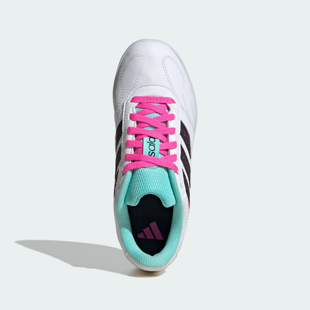 Detalle de Adidas Bota para pista cubierta Super Sala Competition 3 (infantil) – color Blanco