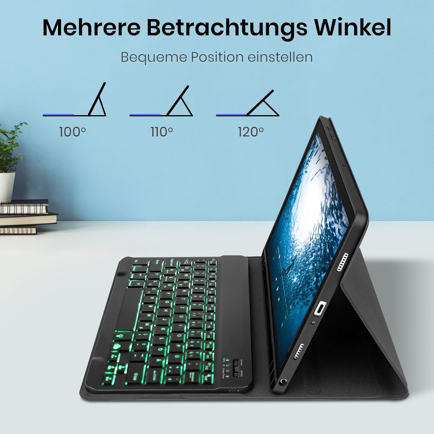 Thumbnail 6 de KTOITION Hülle mit Tastatur für Samsung Galaxy Tab A11+/A9 Plus 11 Zoll – Abnehmbare Bluetooth-Tastatur mit Beleuchtung