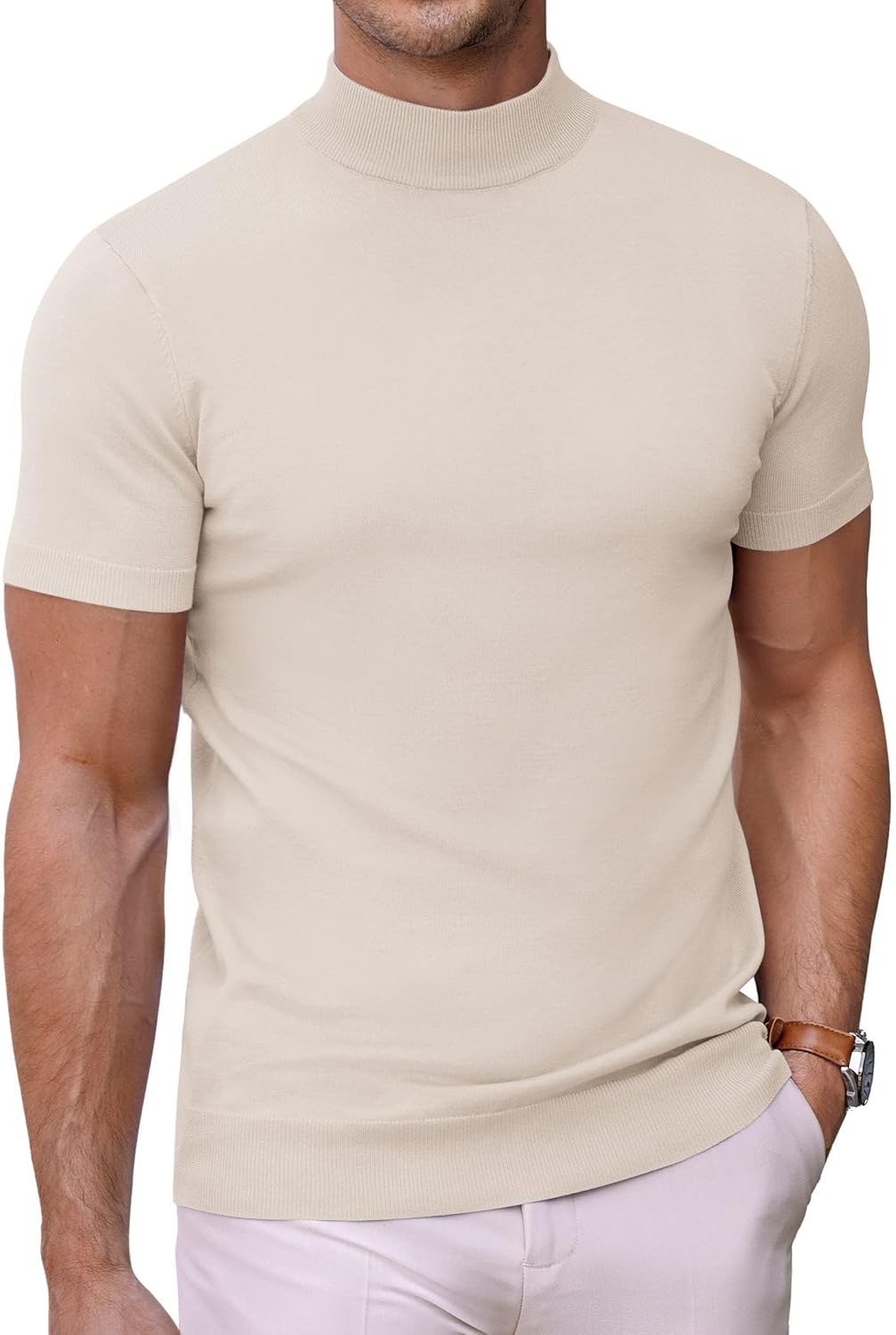Thumbnail 6 de COOFANDY Maglietta da Uomo con Colletto Alto – Slim Fit a Maniche Corte