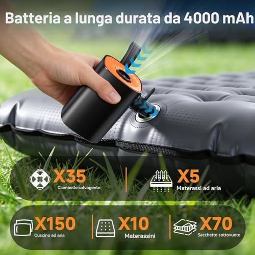 Detalle de iFunSky Gonfiatore Elettrico Portatile 4000mAh: gonfia, sgonfia e illumina le tue avventure