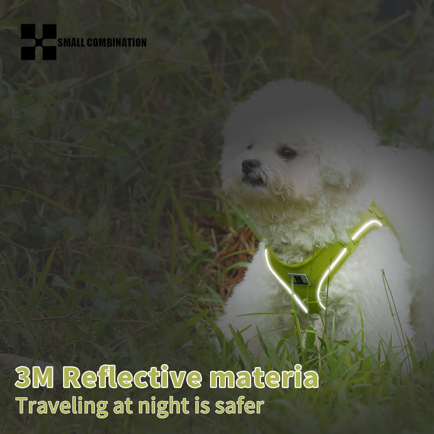 Thumbnail 6 de Small Combination dog harness & leash set (XXS) in Lemon Yellow – step-in adjustable reflective pet vest