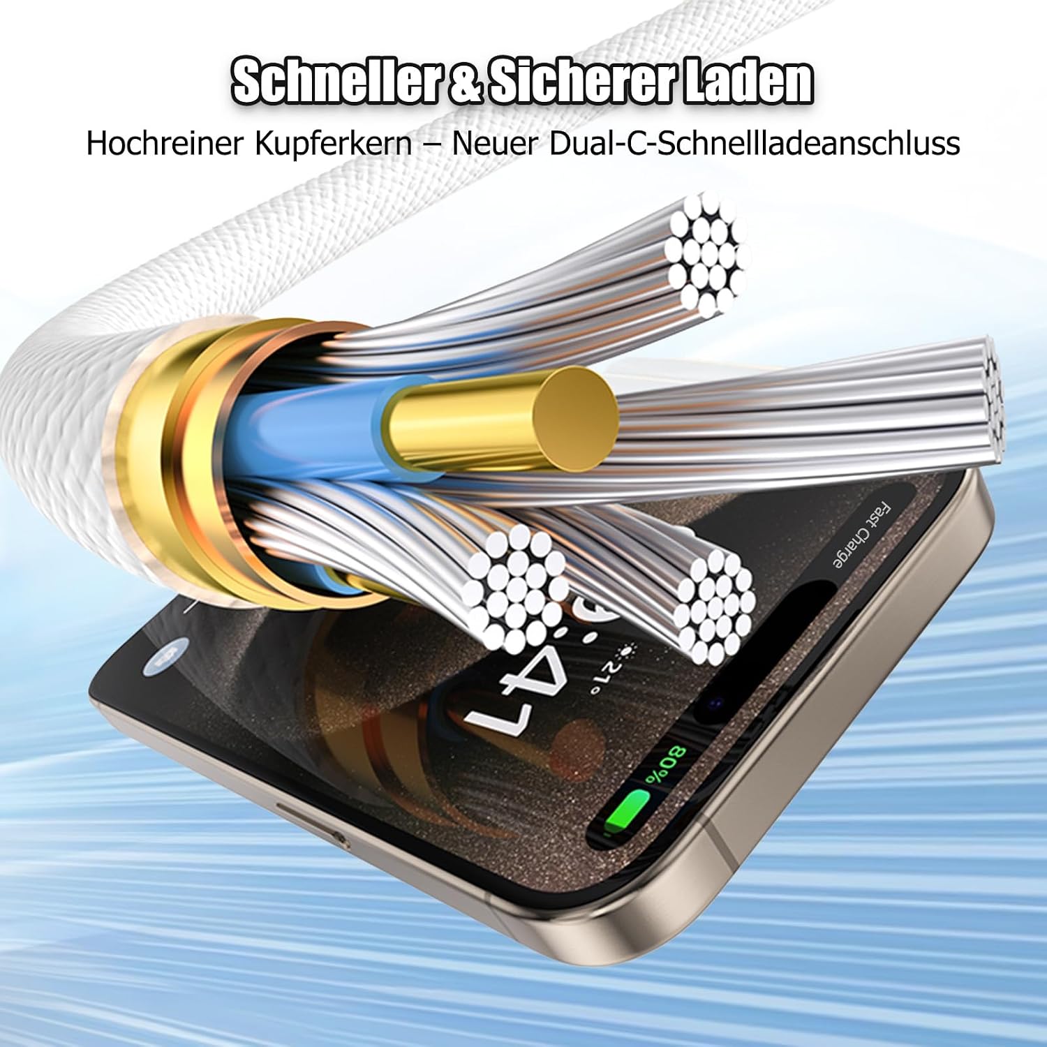 Thumbnail 5 de Chargeur rapide USB‑C 25W pour iPhone 17/16/15 et iPad (avec câble USB‑C 2 m) – Chargeur mural PD
