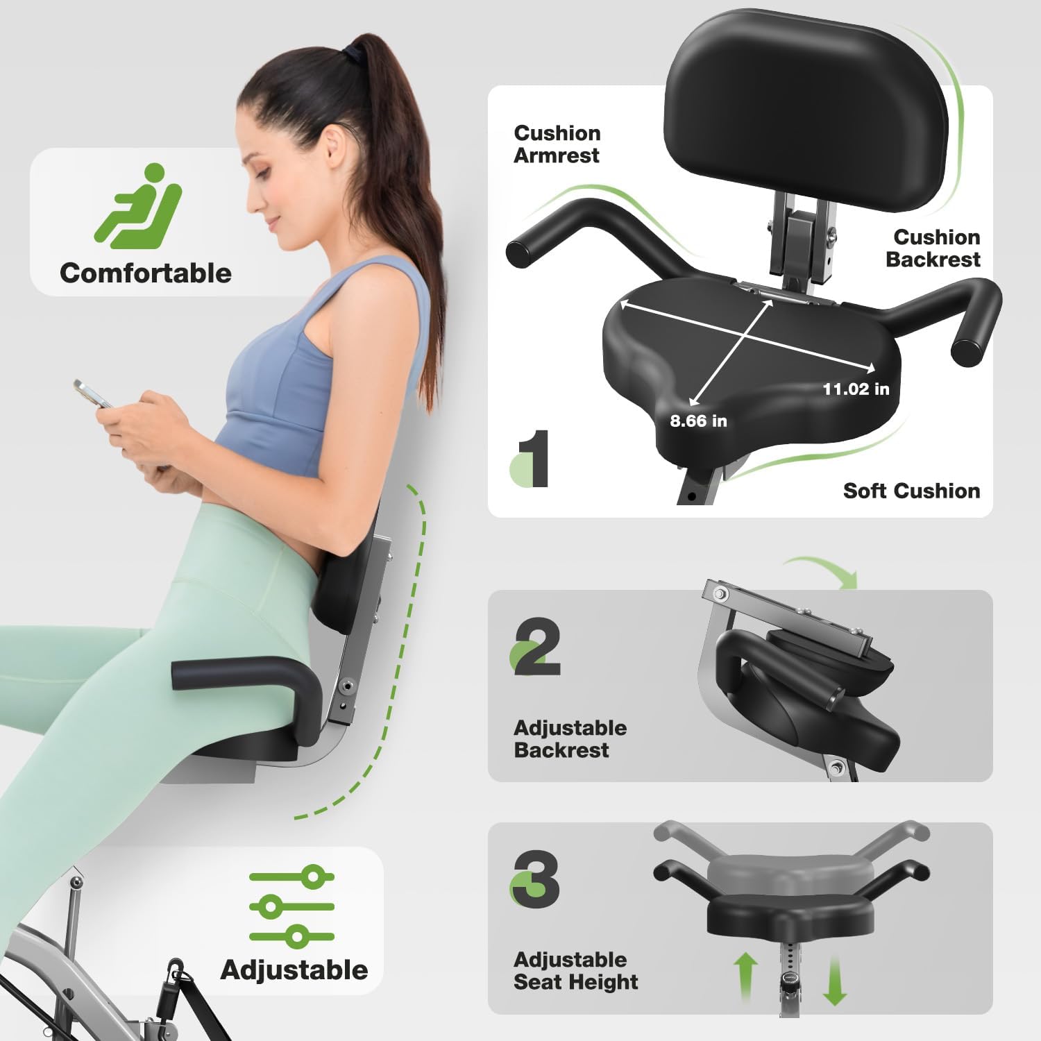 Detalle de Goimu G0605 5-in-1 Foldable Exercise Bike, 16-Level Magnetic Resistance