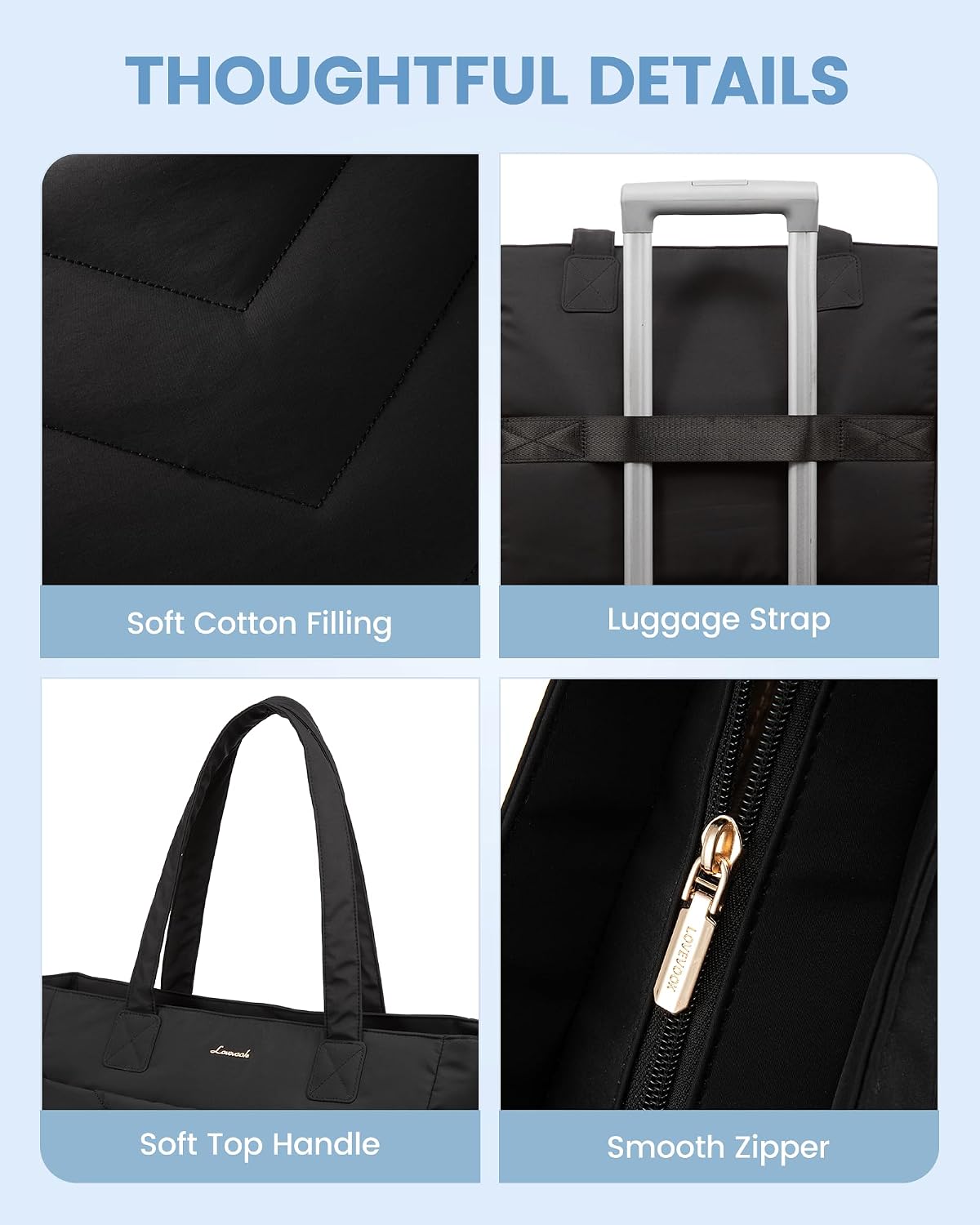 Thumbnail 6 de LOVEVOOK women’s lightweight puffer tote bag with zip and padded laptop compartment