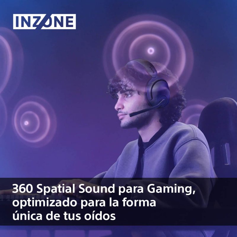 Detalle 2 de Sony Inzone H5: Auriculares inalámbricos gaming con sonido espacial y comodidad para largas sesiones