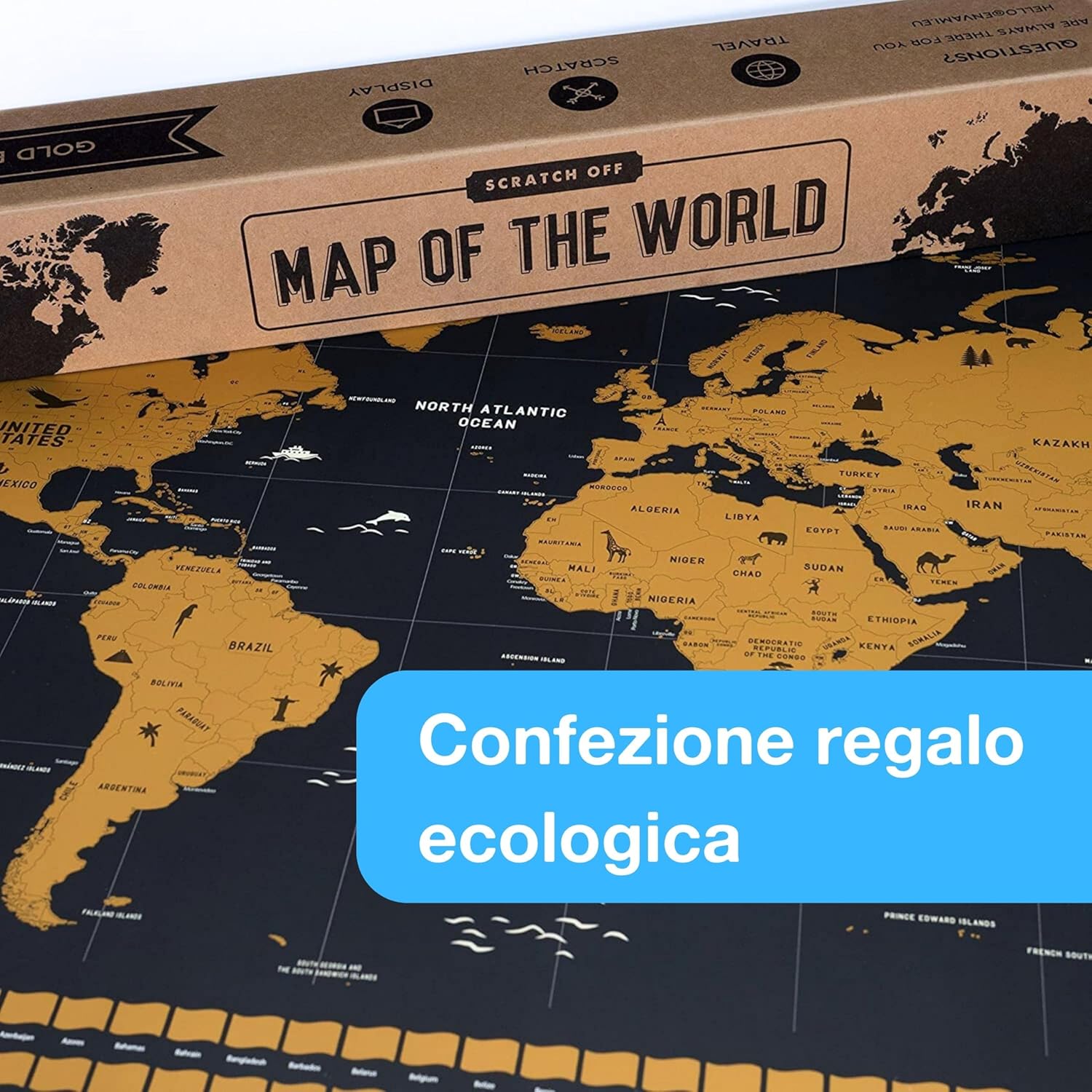 Thumbnail 4 de envami Mappa del Mondo da Grattare - Oro 68 x 43 cm