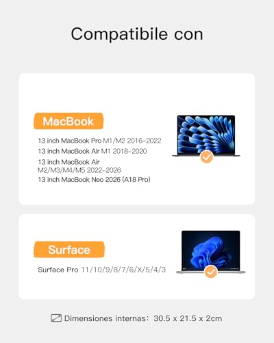 Detalle 2 de Inateck funda de portátil 13" con protección 360° (compatible con MacBook Air/Pro 13 y Surface Pro)