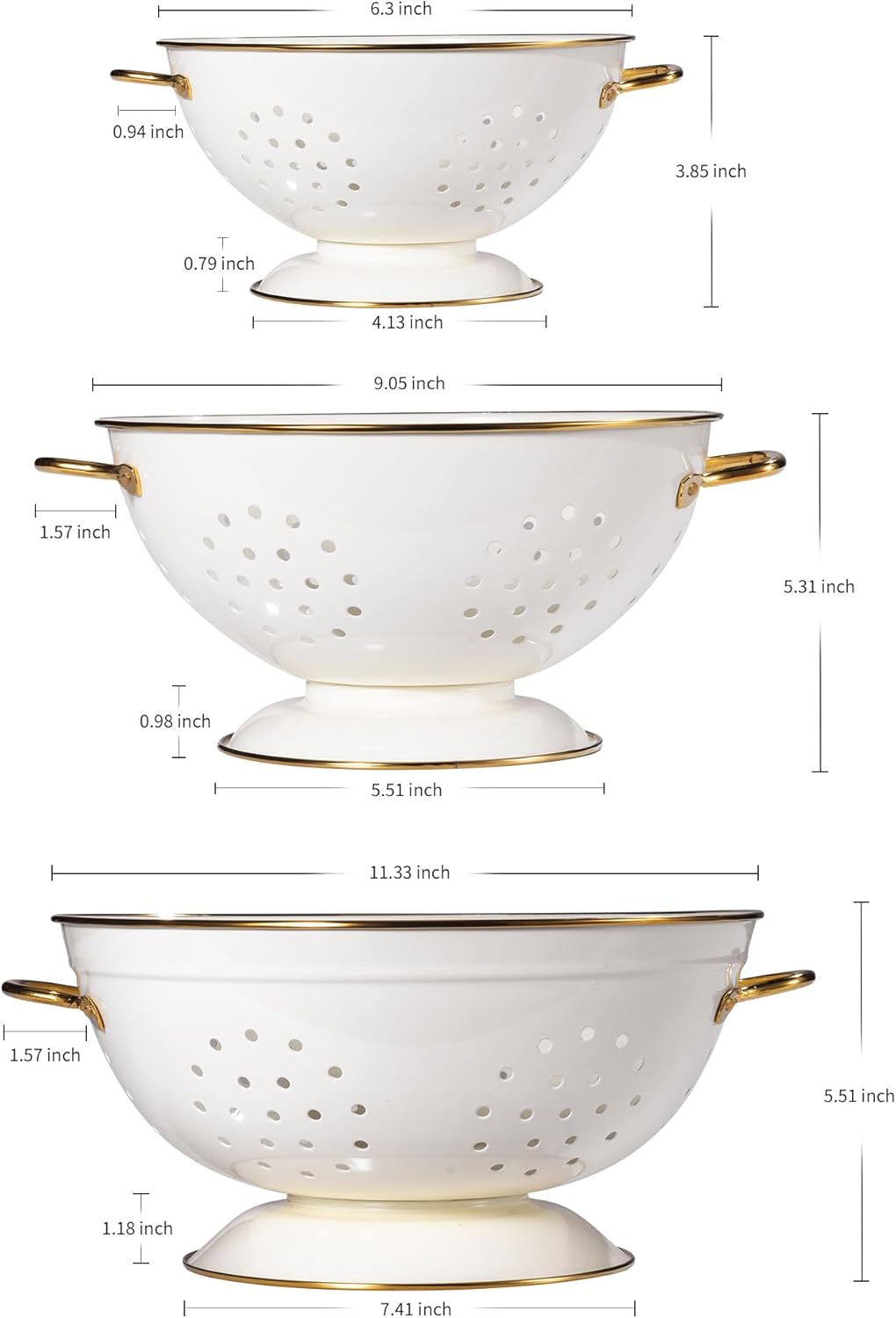 Thumbnail 1 de Metal Colander Set 3-piece 🍽