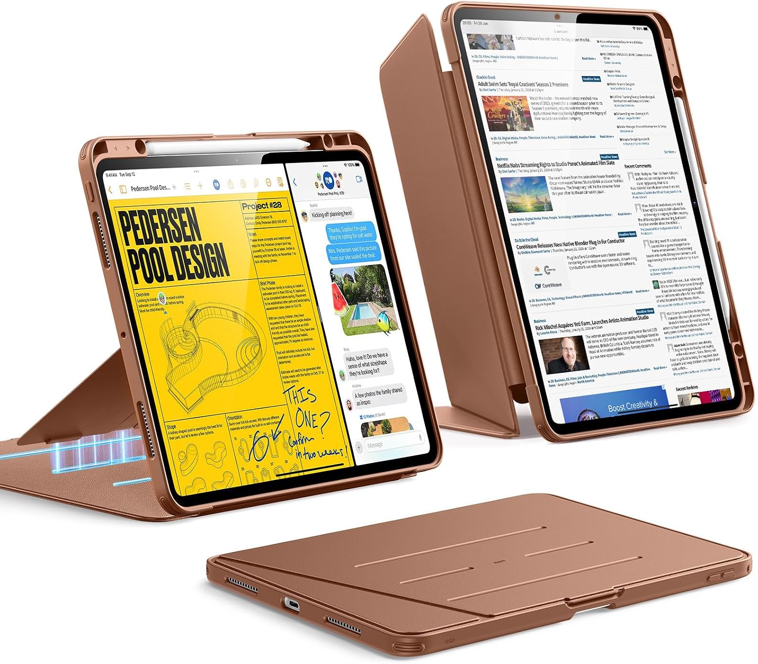 Detalle de ESR for iPad Pro 13-inch Case M5/M4 with Vertical Stand Cover (2025/2024) – Brown