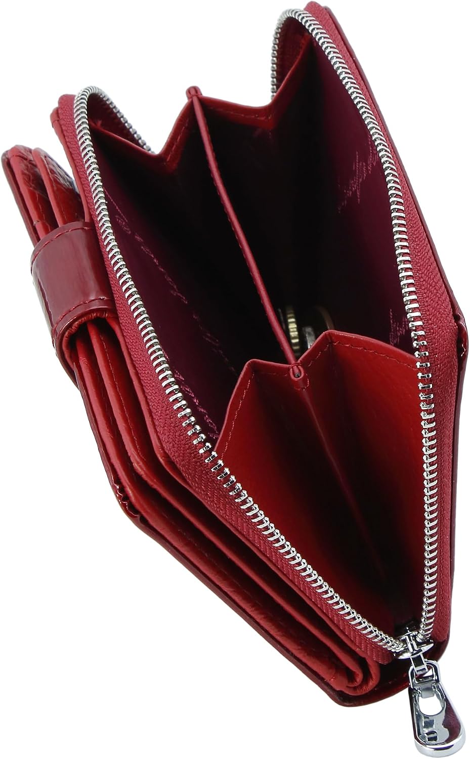 Thumbnail 4 de Jennifer Jones Echt-Leder Damen Geldbörse mit RFID-Schutz, Glanz-Optik, Mittelgroß, Rot