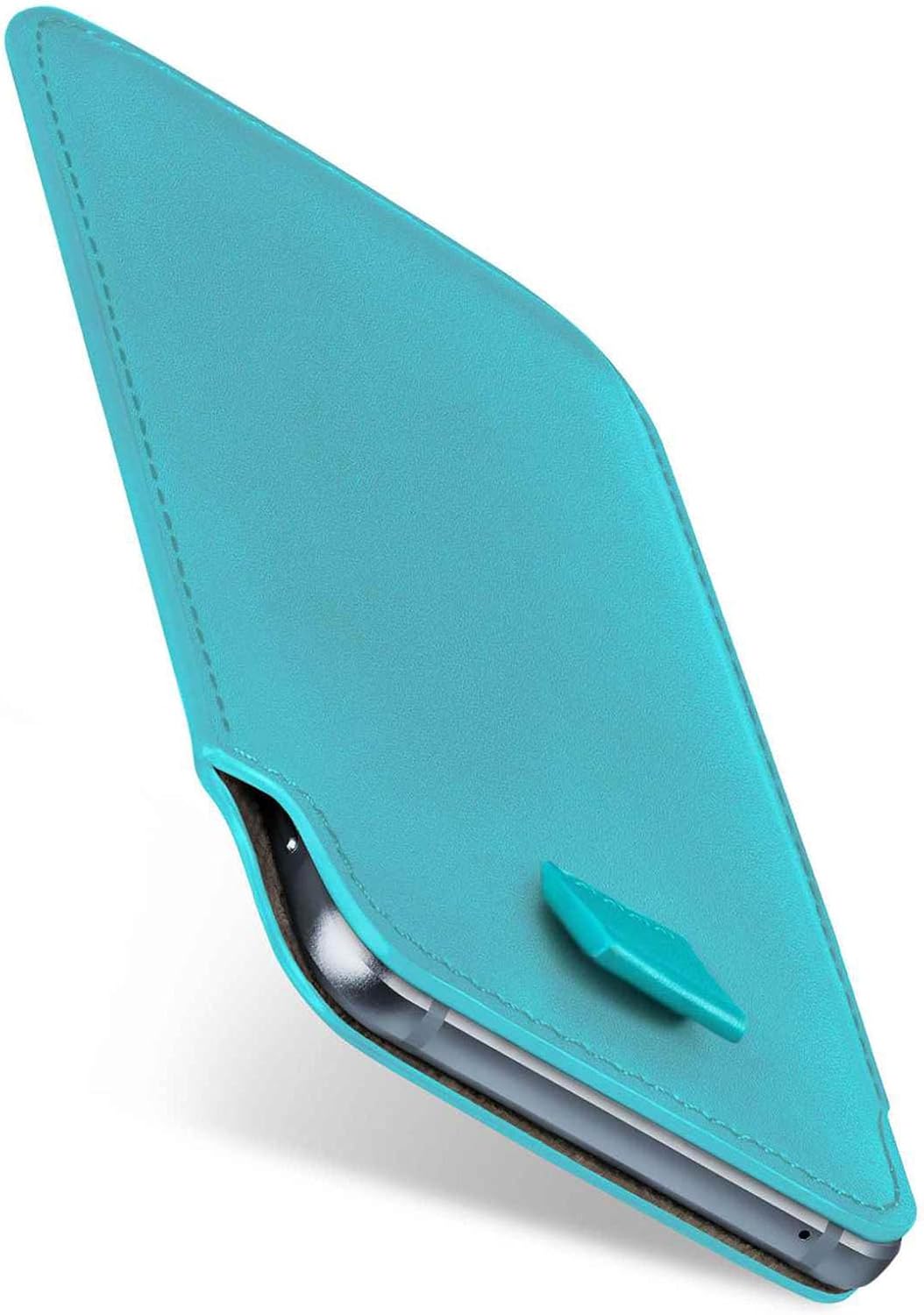 Detalle de MoEx Slide Case en cuir végétalien — Étui 360° pour iPhone 7 Plus / 8 Plus, Aqua-Cyan